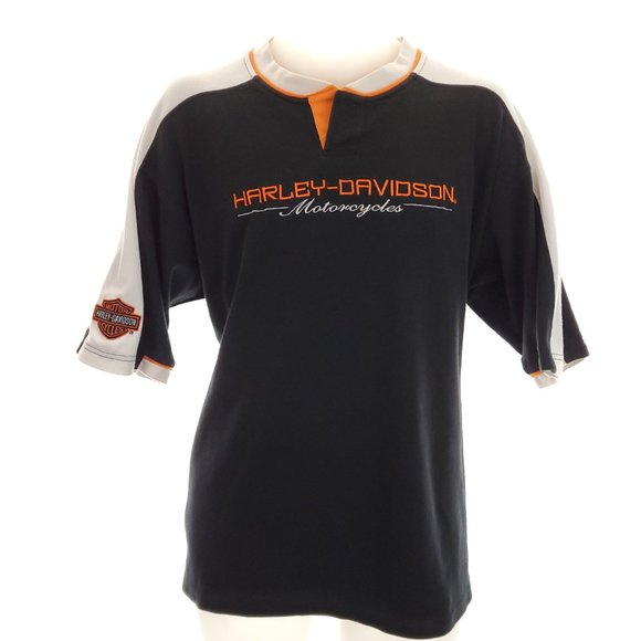 XL - Lg HD Polo Embroidered V Neck No Collar Shirt - Picture 2 of 11